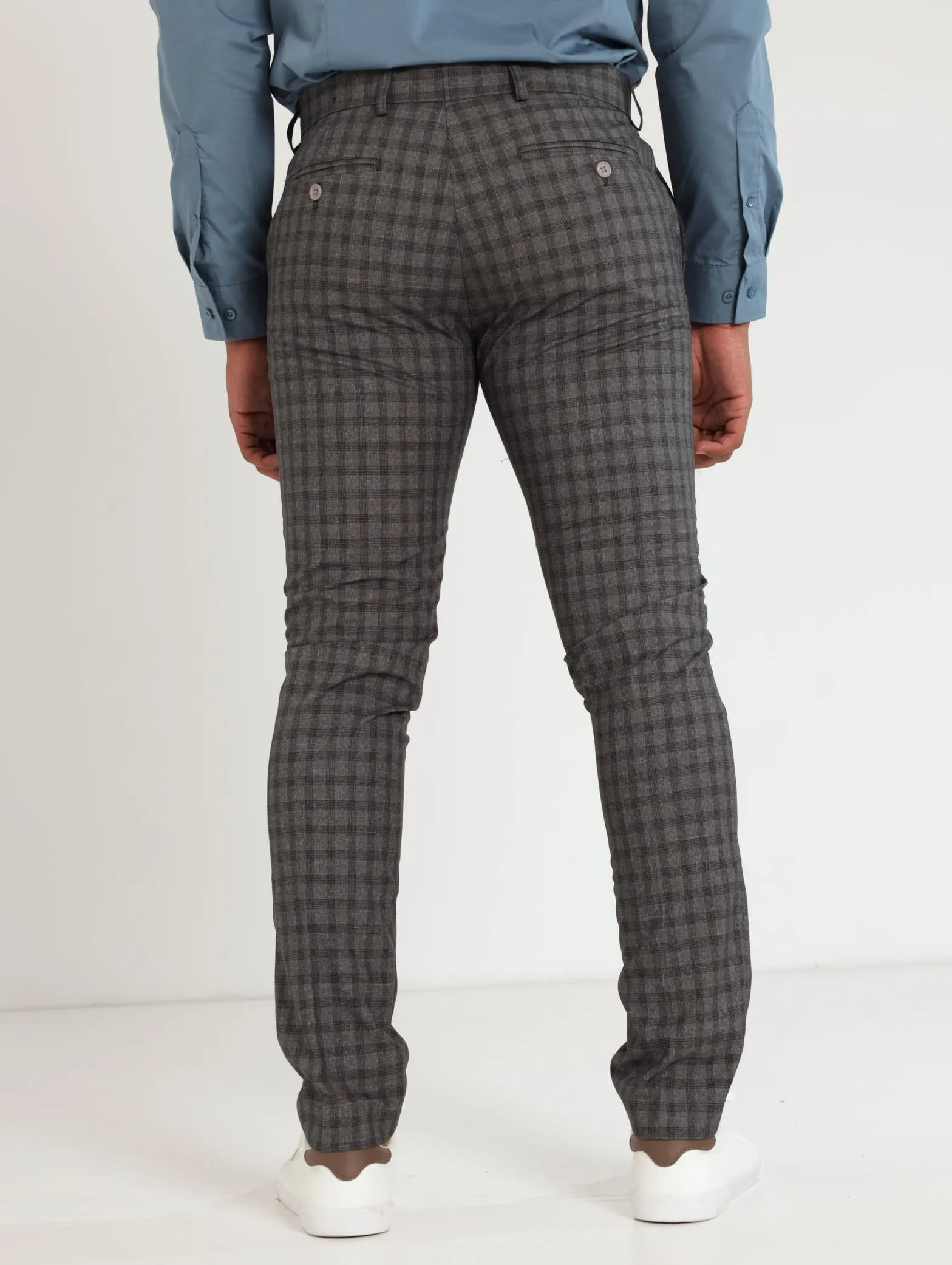 Men's Slim Check Trouser - Charcoal
