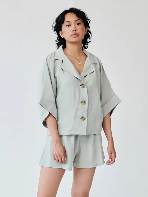 Mint Green Linen Lounge Co-ord Short Set - Size 10
