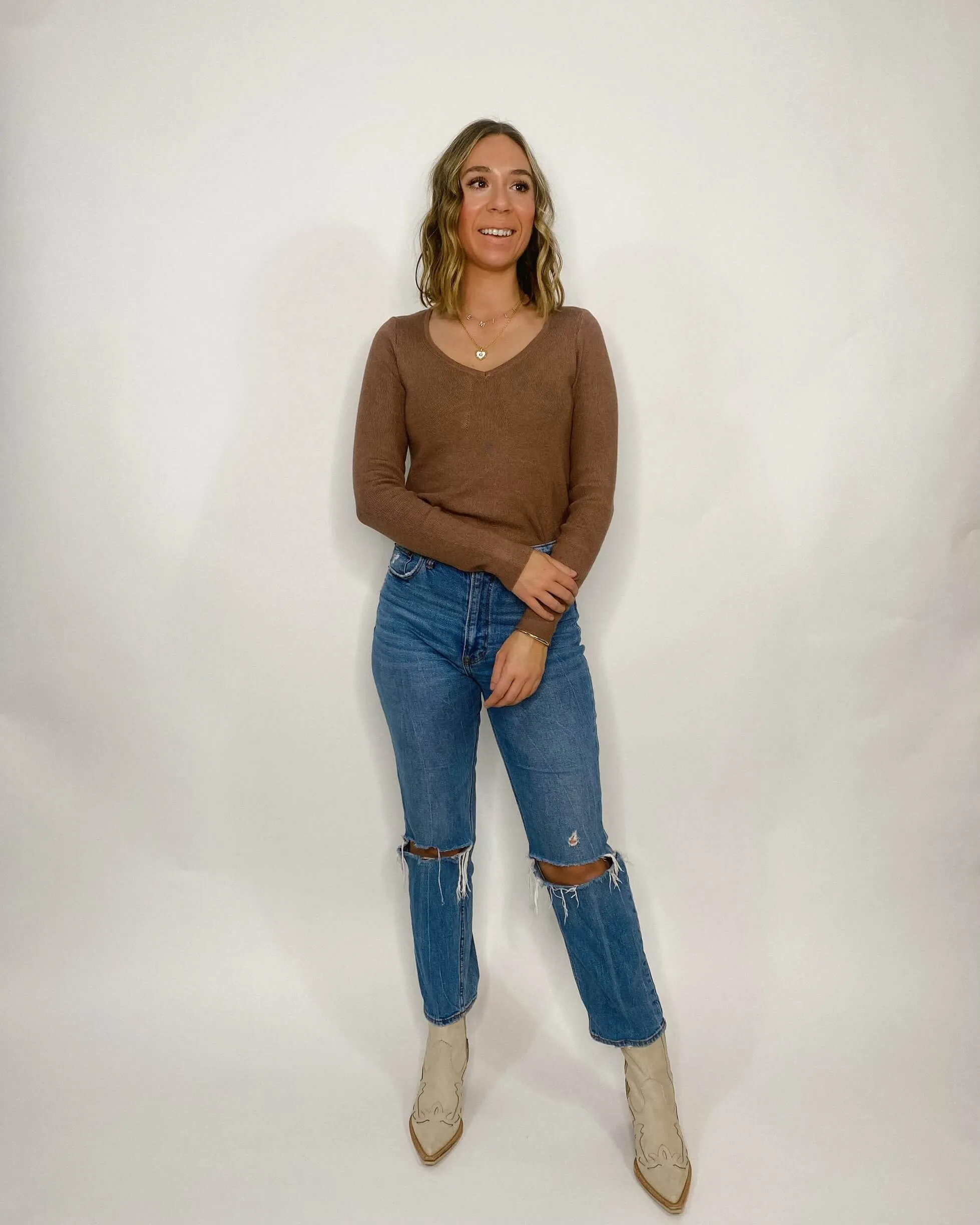 Mocha Long Sleeve Sweater Top