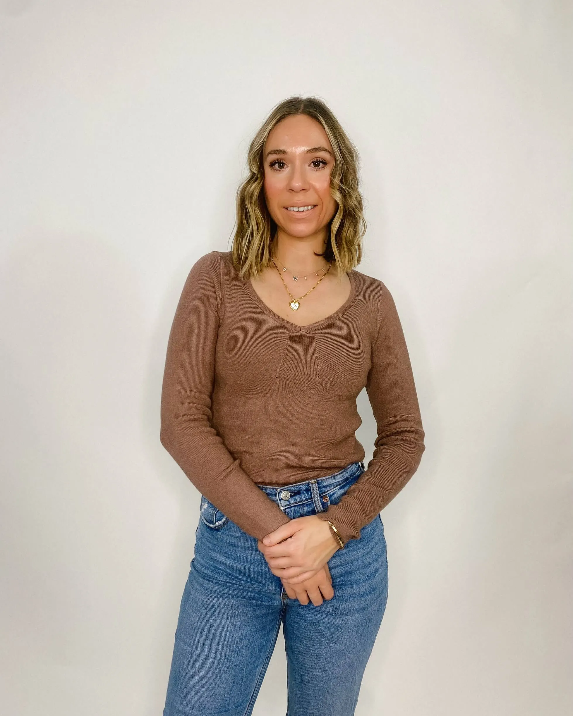 Mocha Long Sleeve Sweater Top