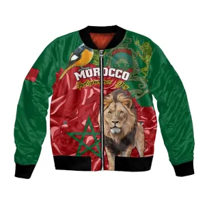 Morocco Independence Day Bomber Jacket with Barbary Lion and Moussier's Redstart LT01