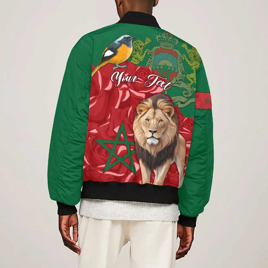 Morocco Independence Day Bomber Jacket with Barbary Lion and Moussier's Redstart LT01