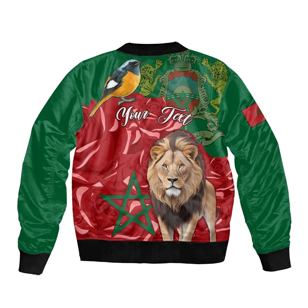 Morocco Independence Day Bomber Jacket with Barbary Lion and Moussier's Redstart LT01