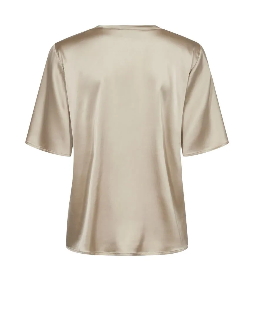 Mosmosh Evie V-Neck Short Sleeve Satin Top