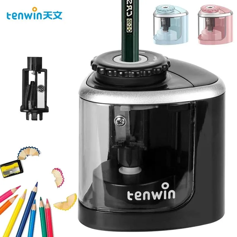 Multifunction Electric & Manual Pencil Sharpener Safe Helical Steel Blade Sharpener for Students