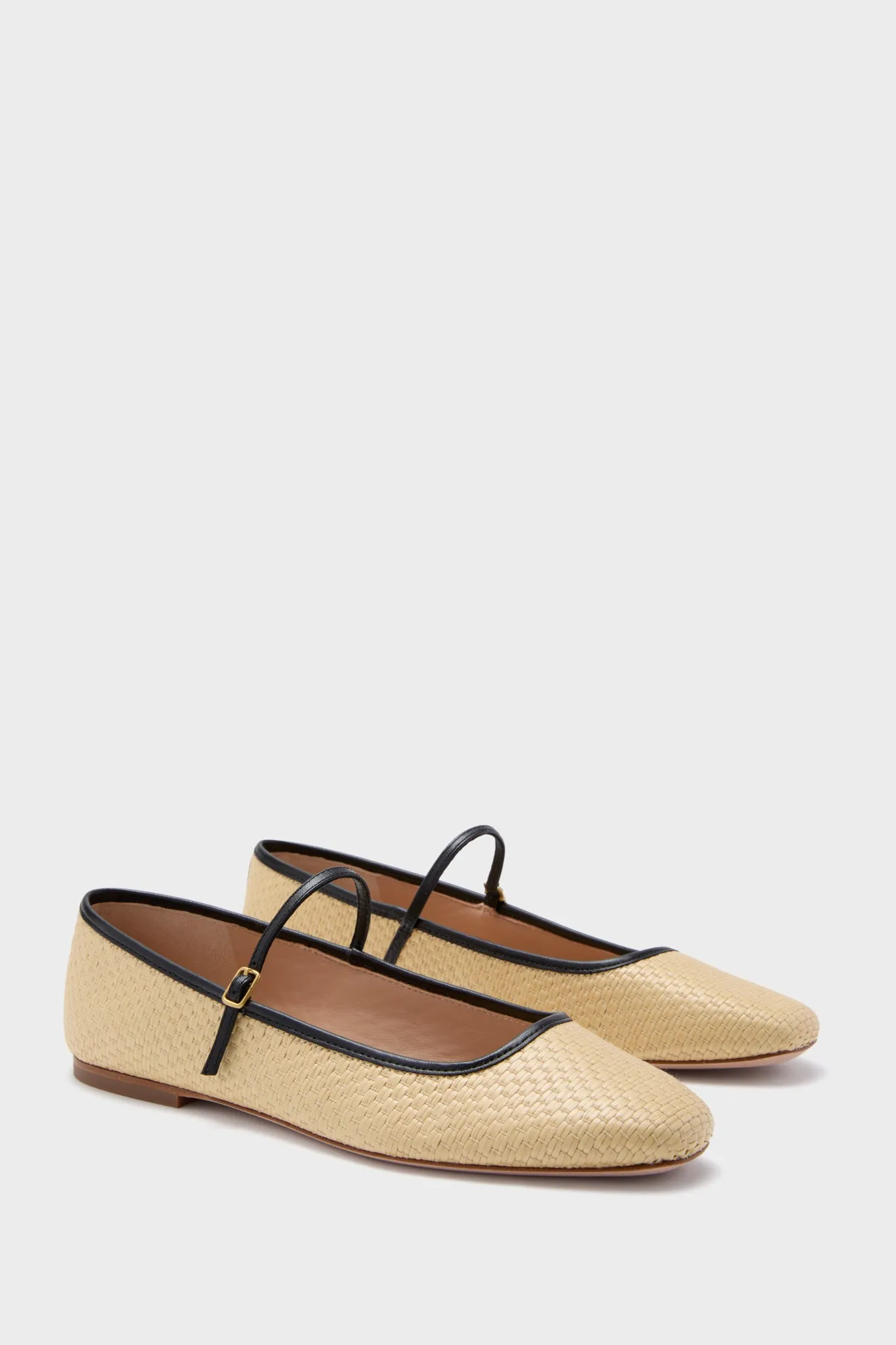 Natural and Black Ellie Raffia Flats