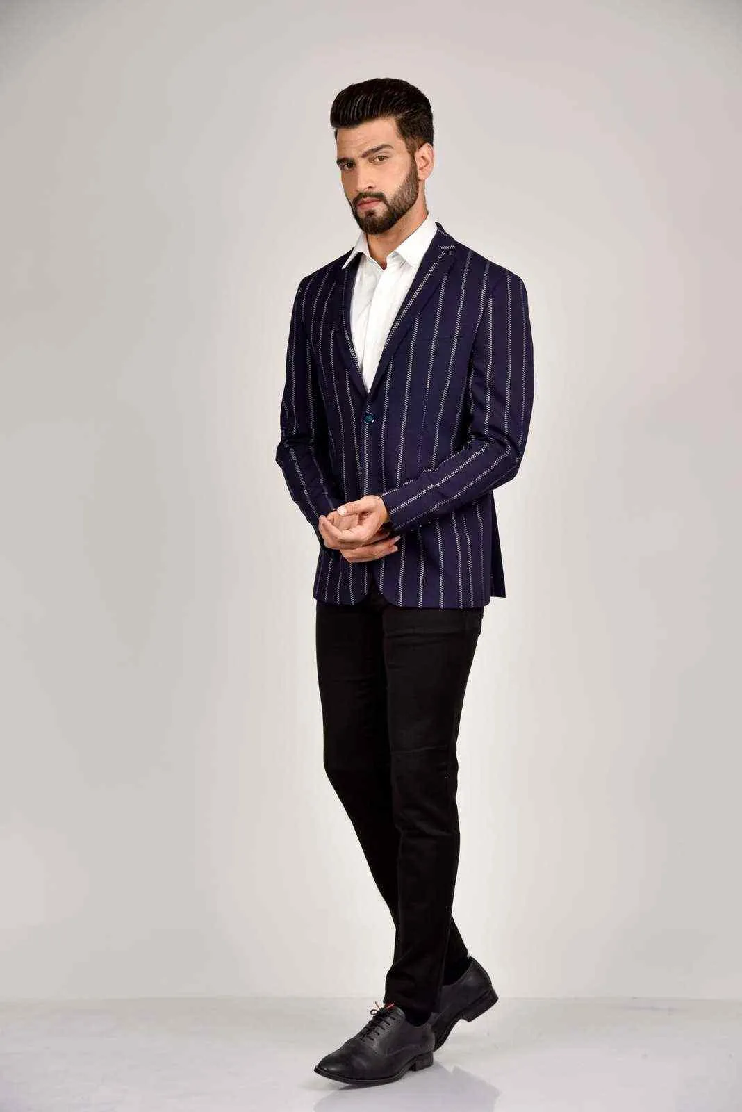 Navy Knitted Lifestyle Blazer
