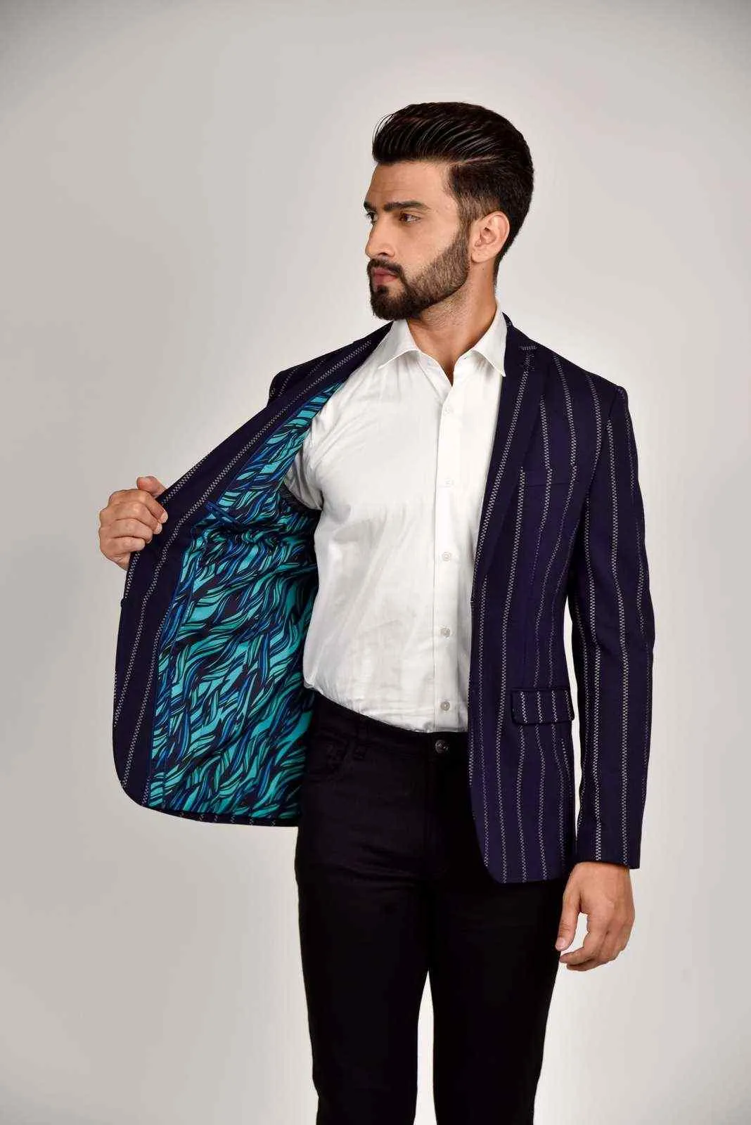 Navy Knitted Lifestyle Blazer