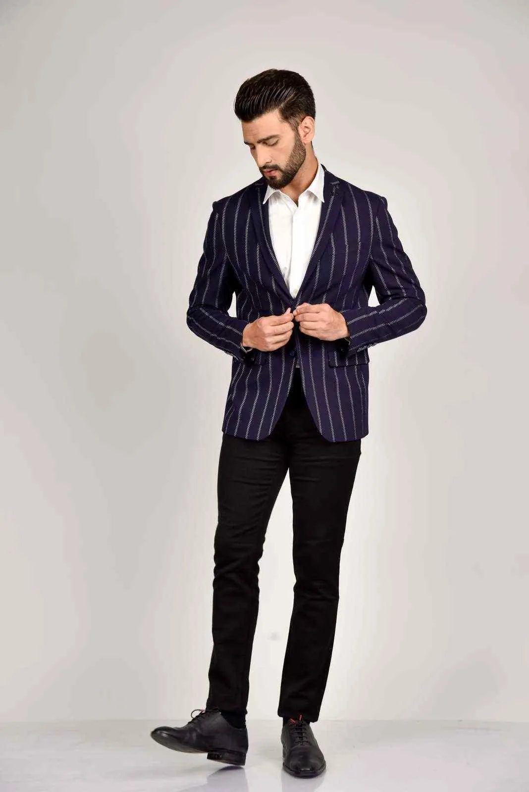 Navy Knitted Lifestyle Blazer