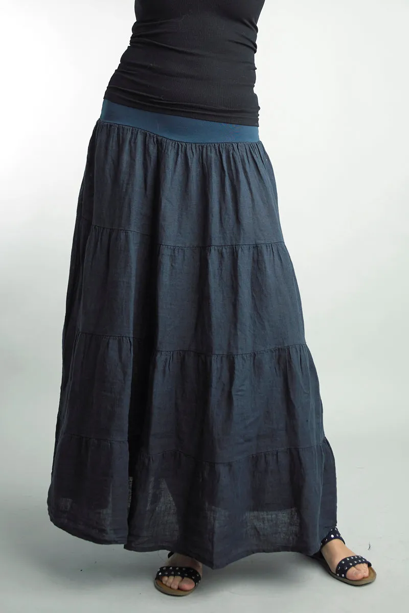 Navy Linen Skirt