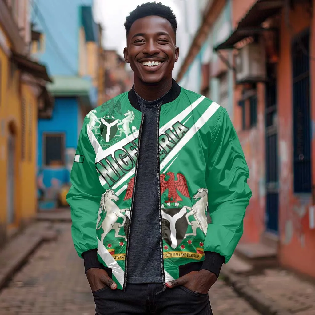 Nigeria Coat Of Arms Sporty Style Bomber Jacket LT15