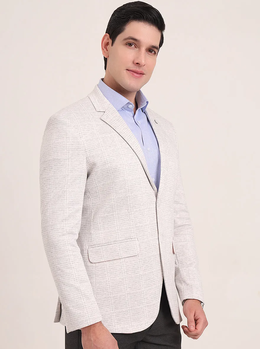 Off White Solid Regular Fit Blazer | JB Studio