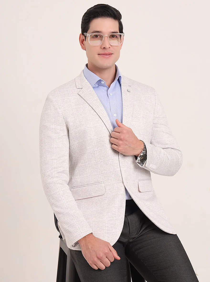 Off White Solid Regular Fit Blazer | JB Studio