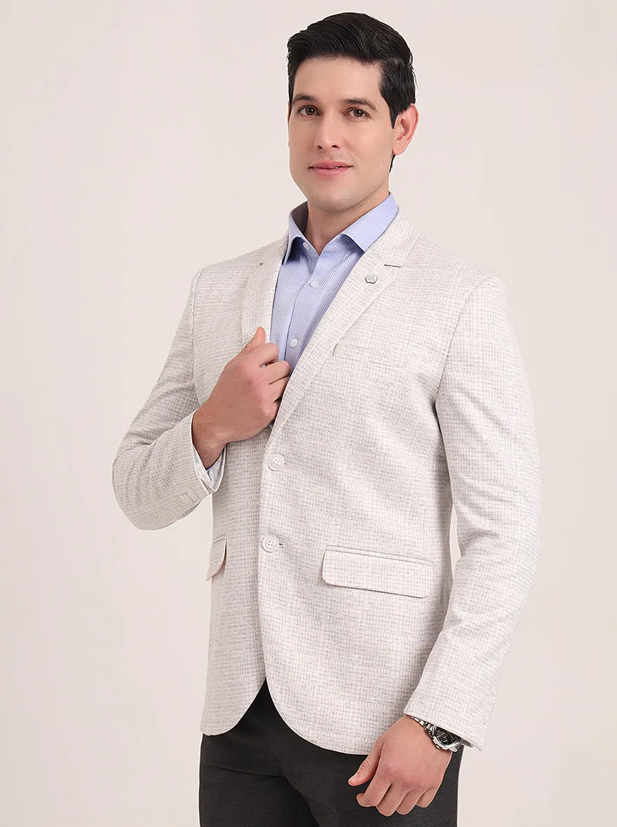 Off White Solid Regular Fit Blazer | JB Studio