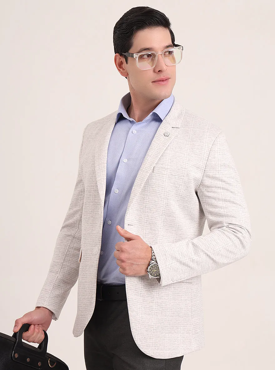 Off White Solid Regular Fit Blazer | JB Studio