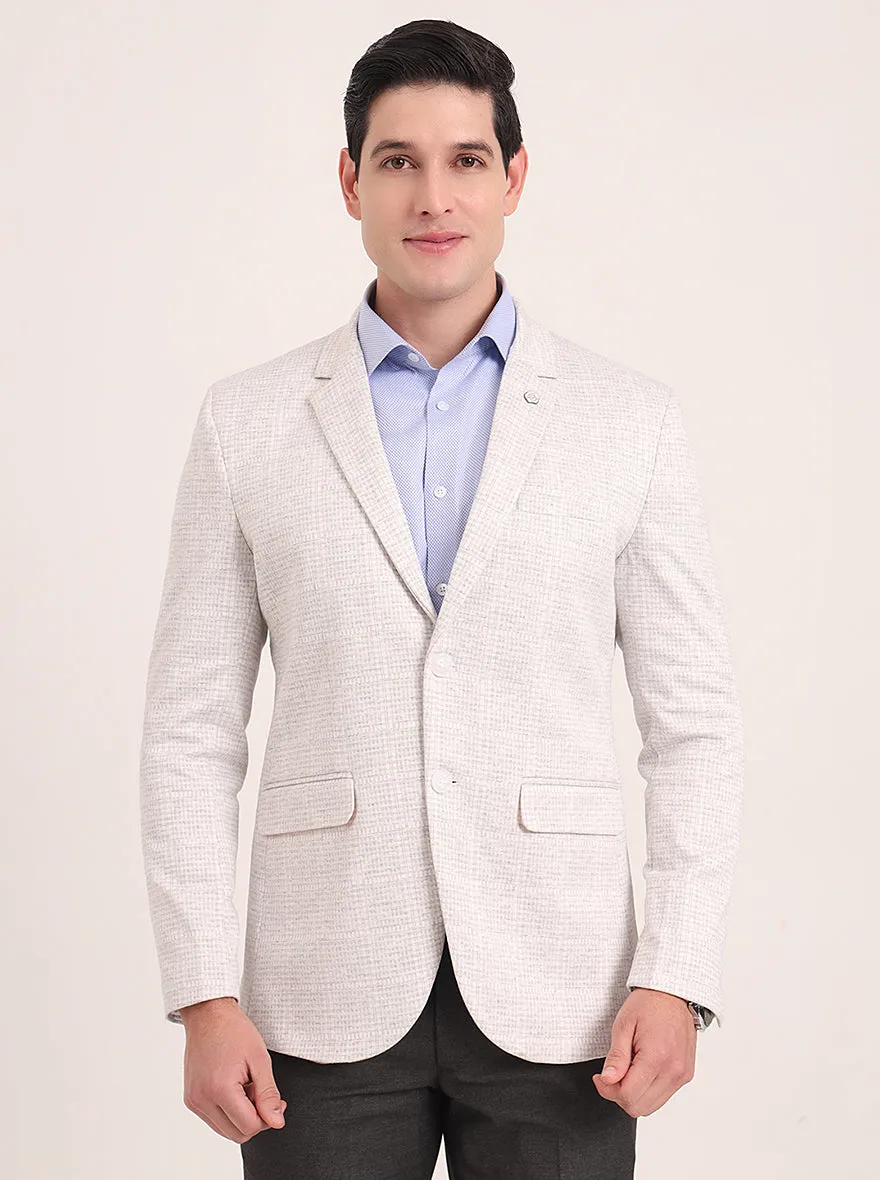 Off White Solid Regular Fit Blazer | JB Studio
