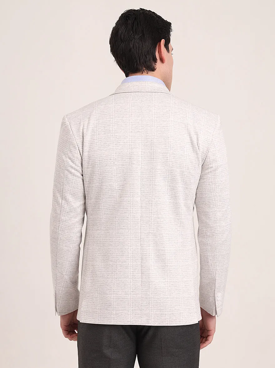 Off White Solid Regular Fit Blazer | JB Studio