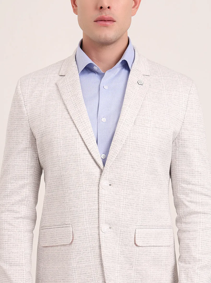 Off White Solid Regular Fit Blazer | JB Studio