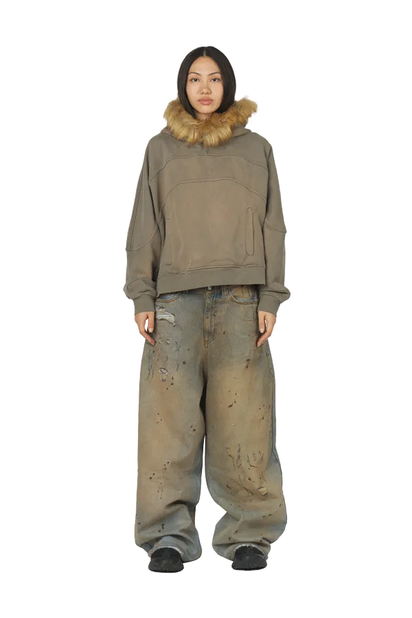 Olive Fur Hoodie