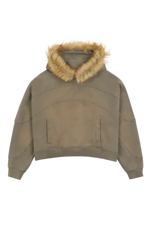 Olive Fur Hoodie
