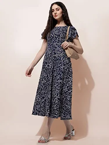 OOMPH! Midi Dresses for Women, Beach, Blue - md518