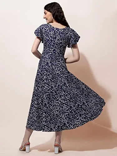 OOMPH! Midi Dresses for Women, Beach, Blue - md518