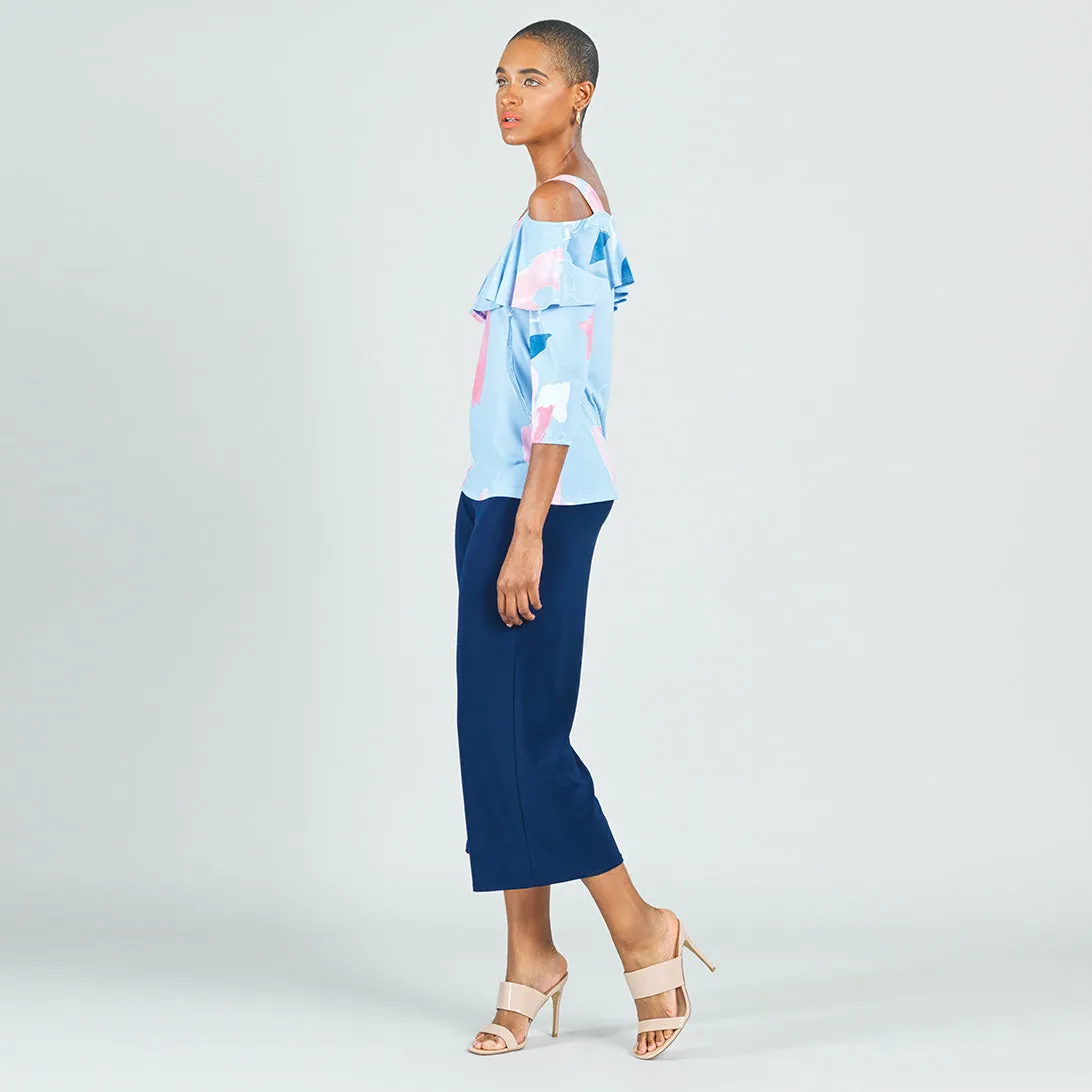 Open Shoulder Ruffle Top - Floral Sketch - Final Sale!