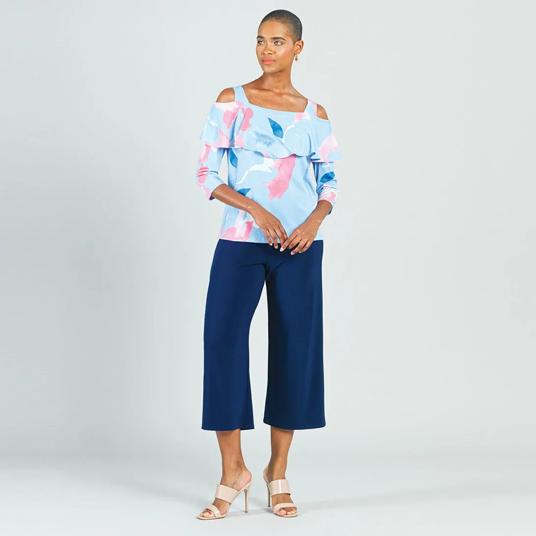 Open Shoulder Ruffle Top - Floral Sketch - Final Sale!