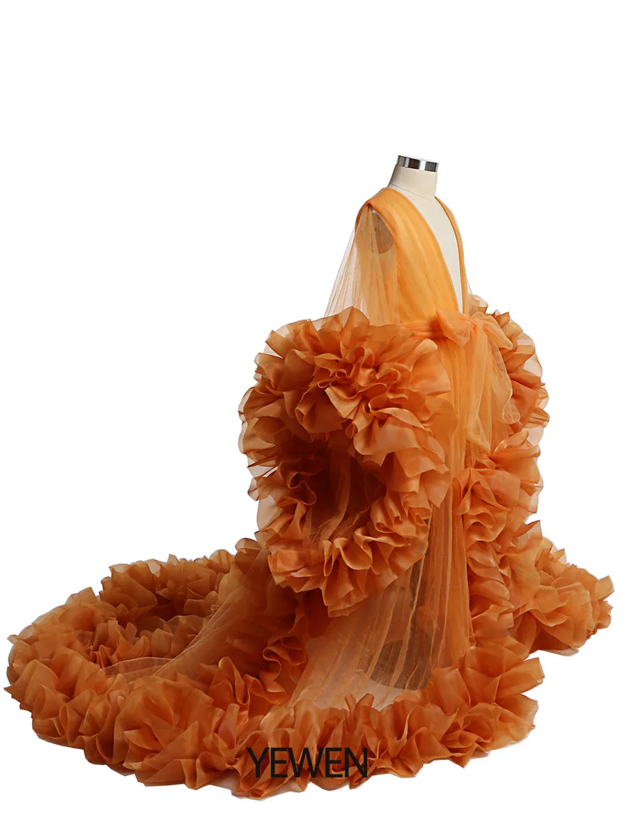 Organza Ruffles Little Flower Girls Dresses for Weddings Baby Party Frocks Sexy Children Photography Dress Outfit YEWEN