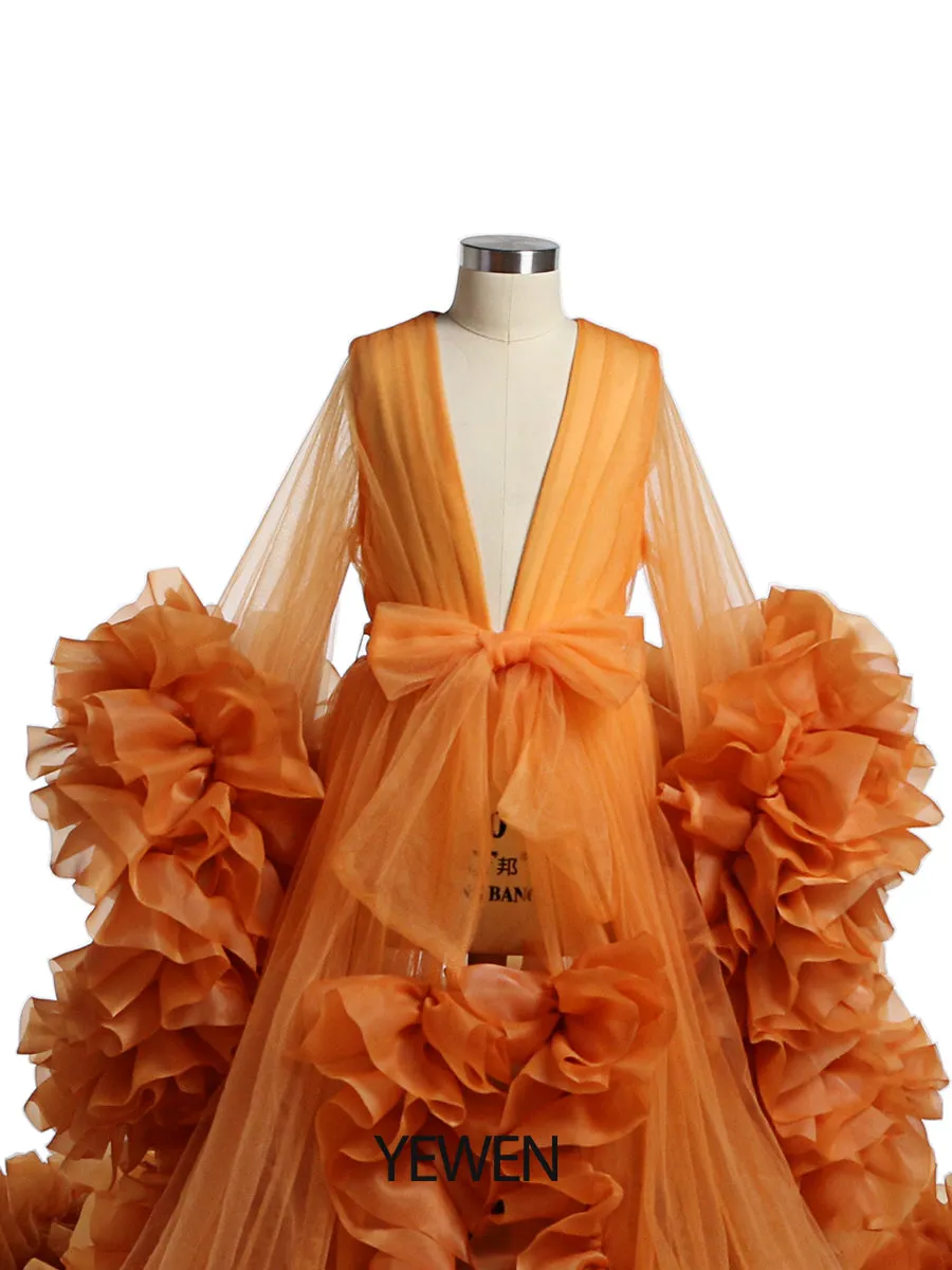 Organza Ruffles Little Flower Girls Dresses for Weddings Baby Party Frocks Sexy Children Photography Dress Outfit YEWEN