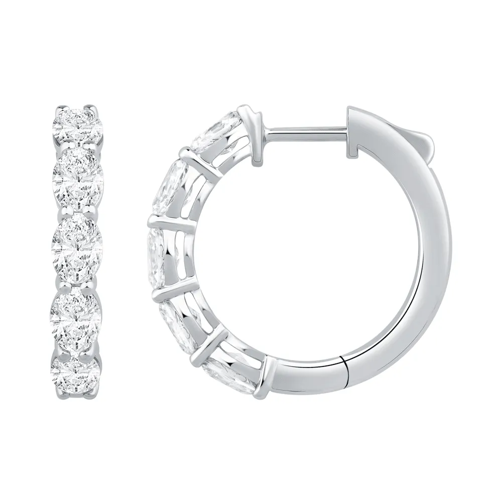 Oval Cut Hoop Earrings with 2.00ct of Laboratory Grown Diamonds in 9ct White Gold