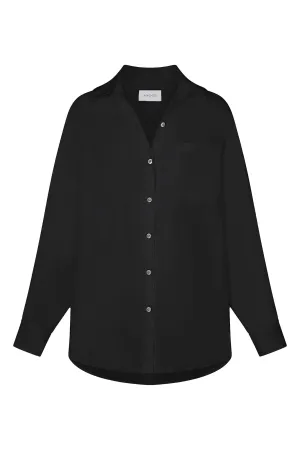 Oversized Button-Down Pool Shirt Dress in Linen Cupro