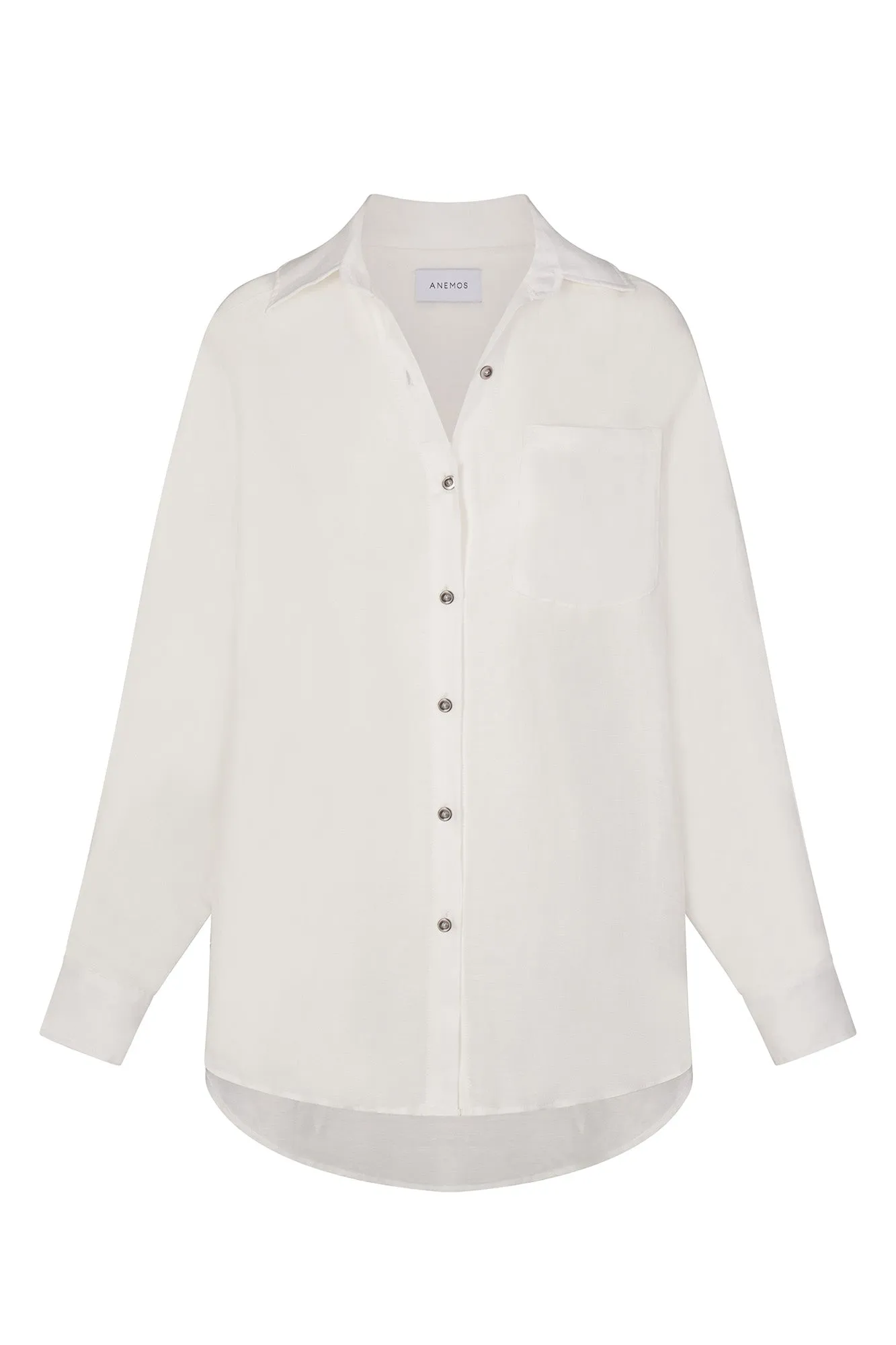 Oversized Button-Down Pool Shirt Dress in Linen Cupro