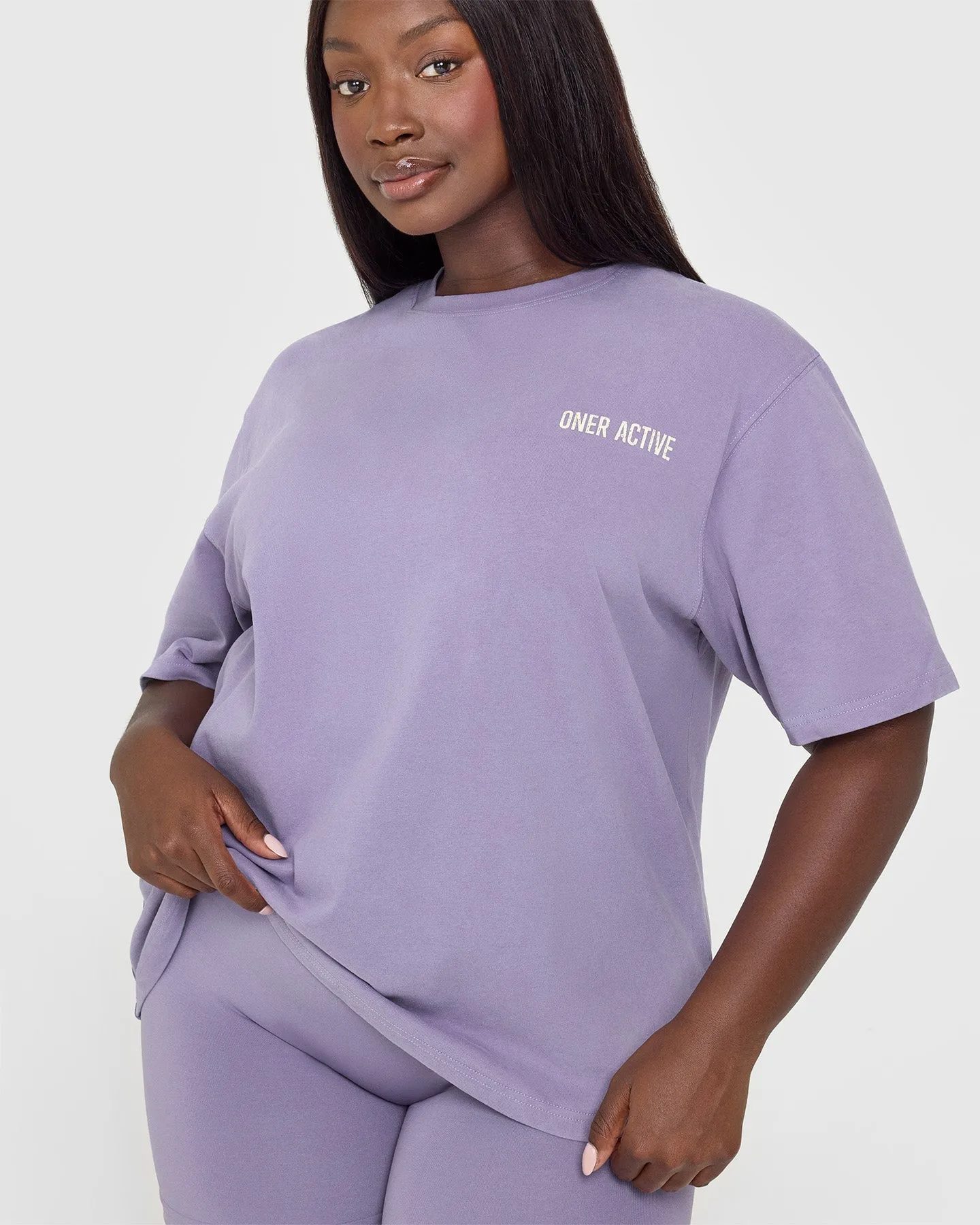 Oversized Graphic Washed T-Shirt | Soft Purple