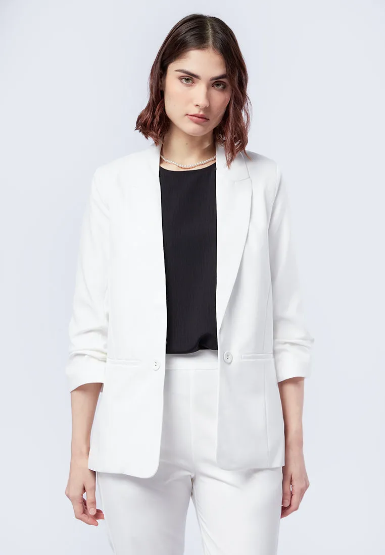 Oversized Ruched Sleeves Blazer