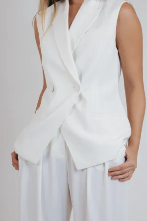 Oversized Vest in Ivory Crepe