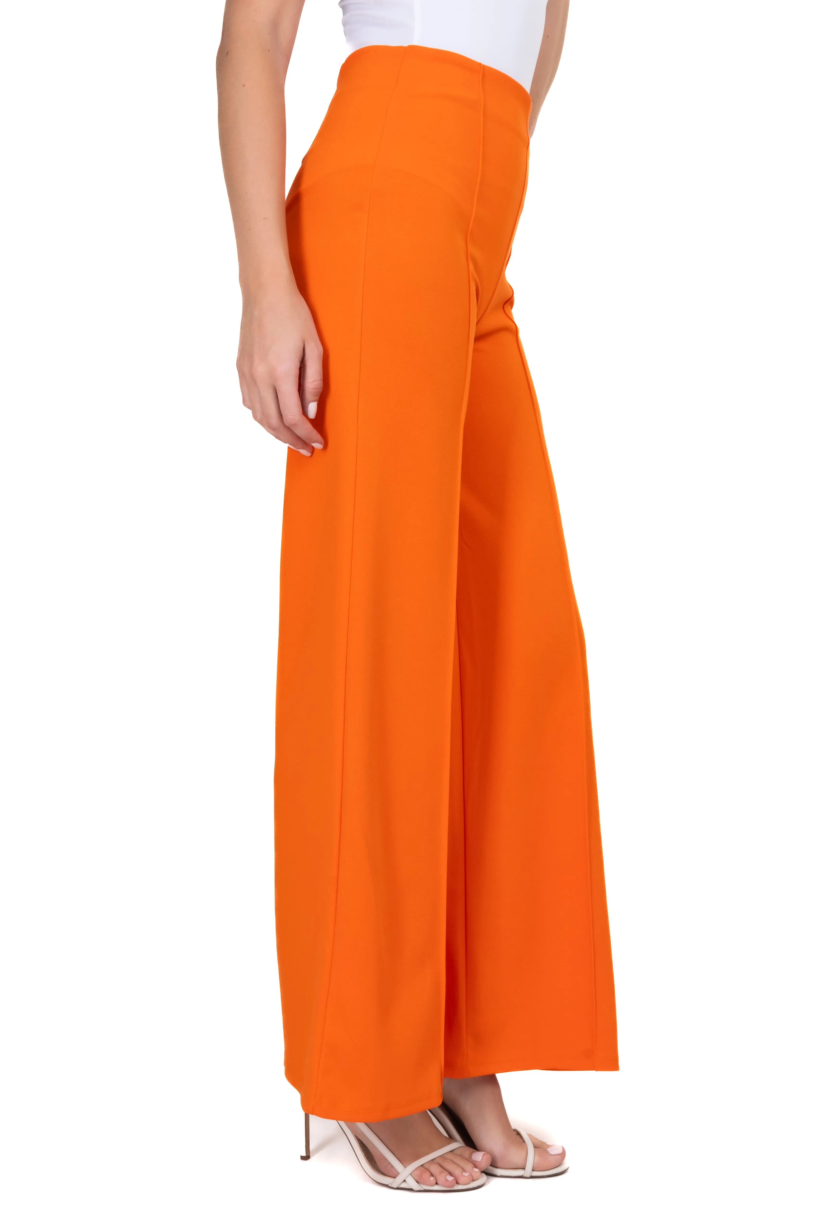 Pantalón Wide Leg Cintura Alta Costuras