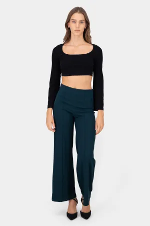Pantalón Wide Leg Cintura Alta Costuras