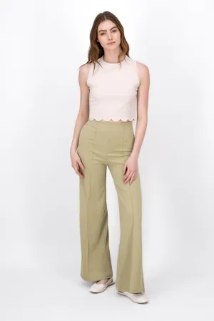 Pantalón Wide Leg Cintura Alta Costuras