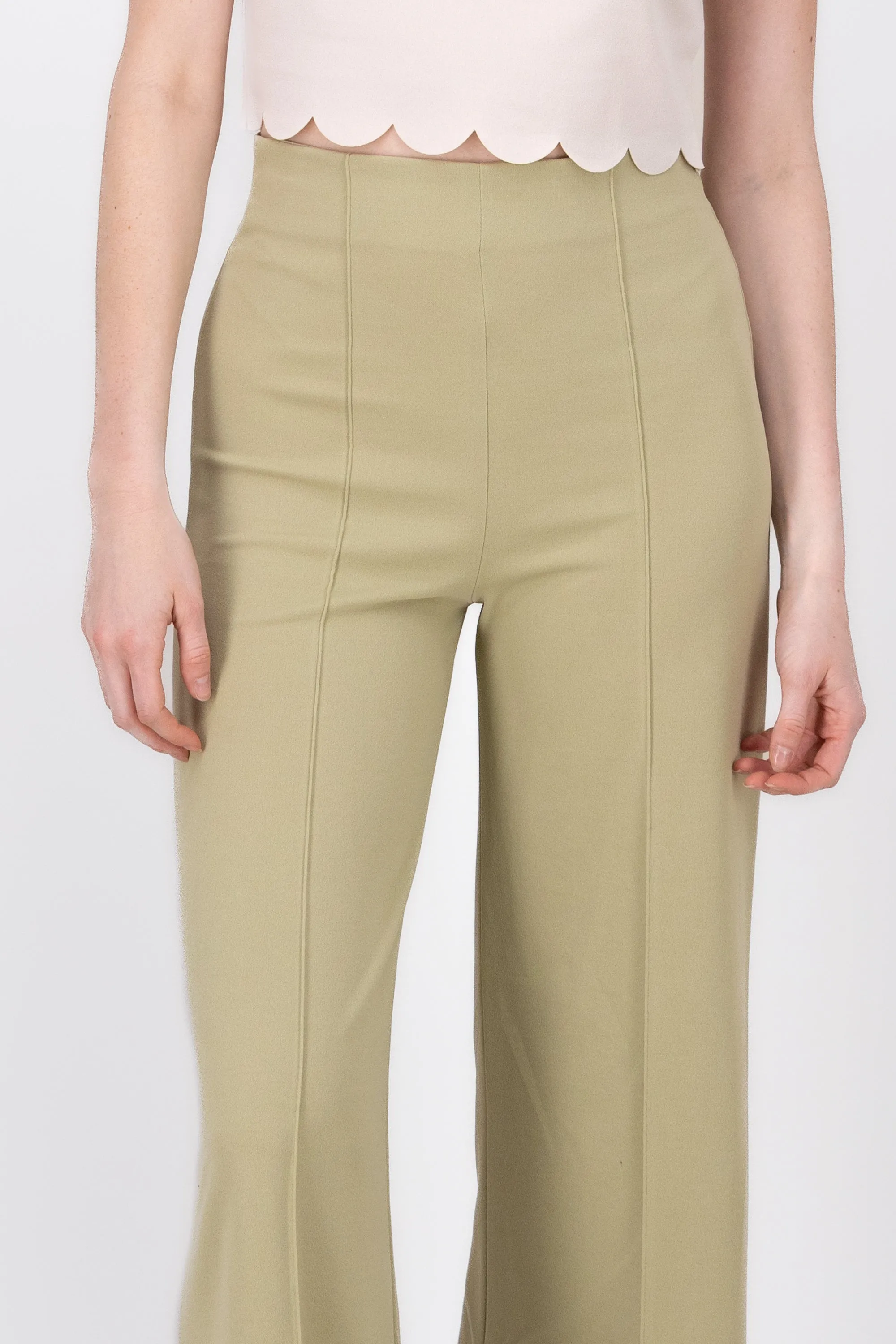 Pantalón Wide Leg Cintura Alta Costuras
