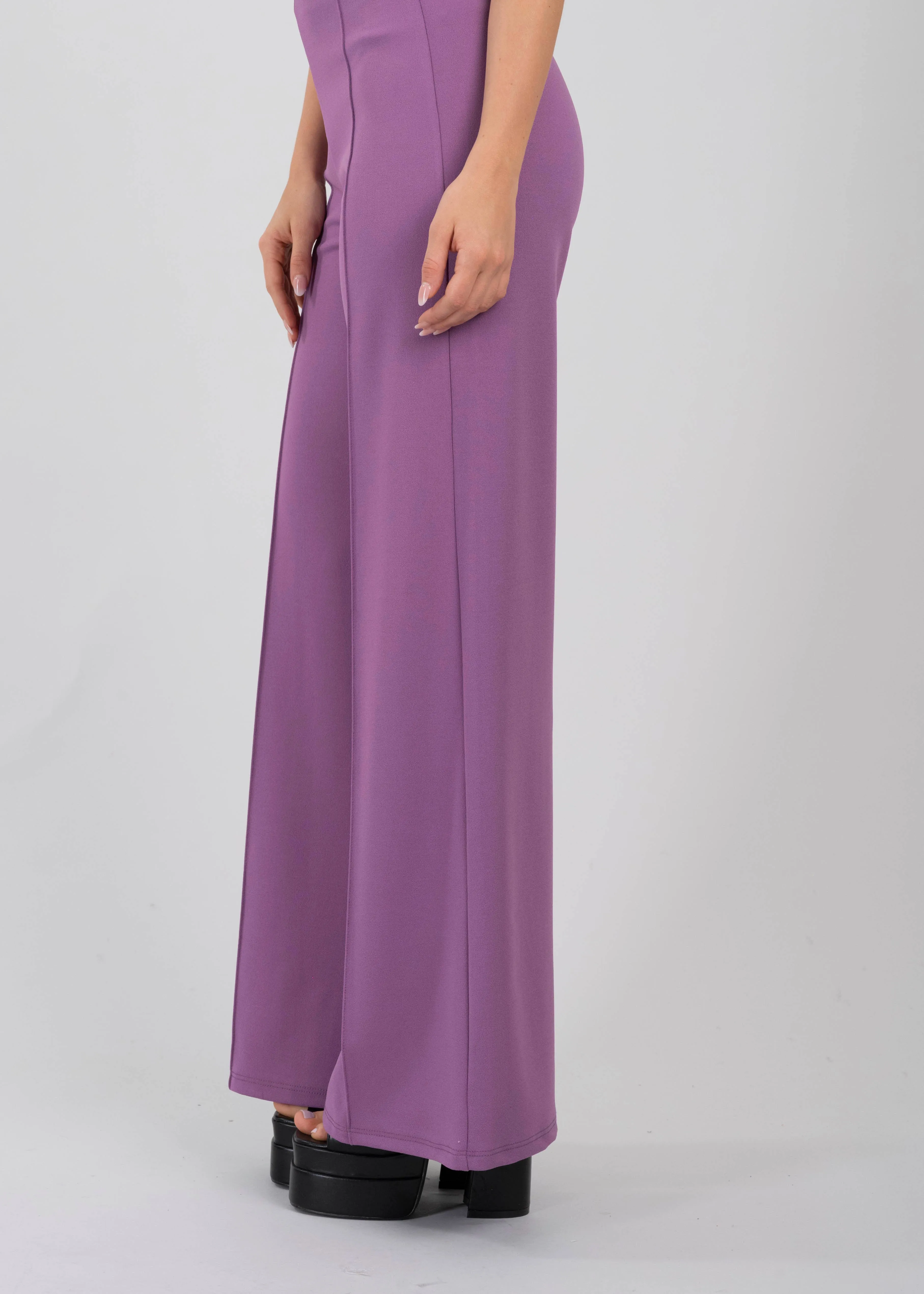 Pantalón Wide Leg Cintura Alta Costuras