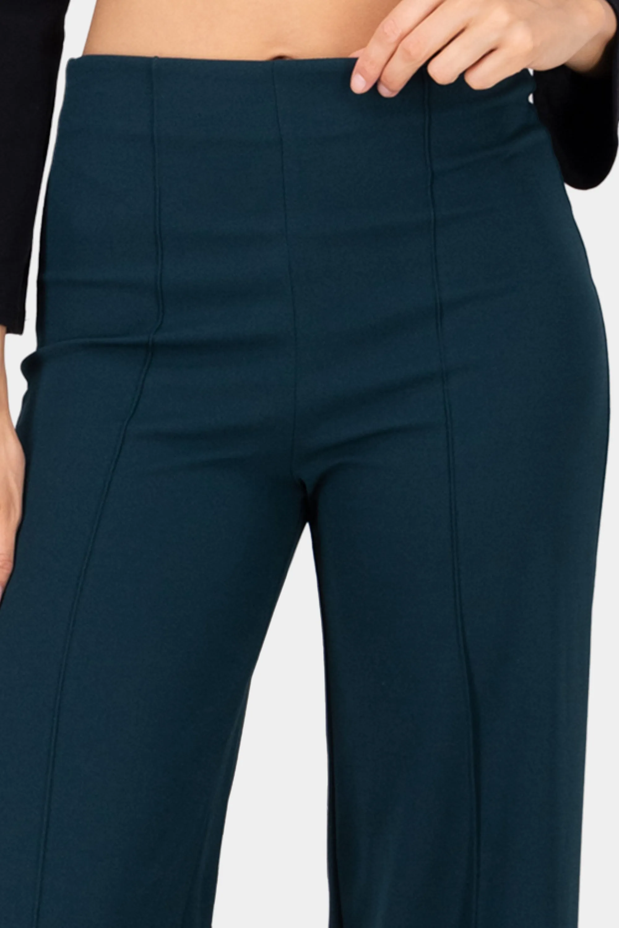 Pantalón Wide Leg Cintura Alta Costuras