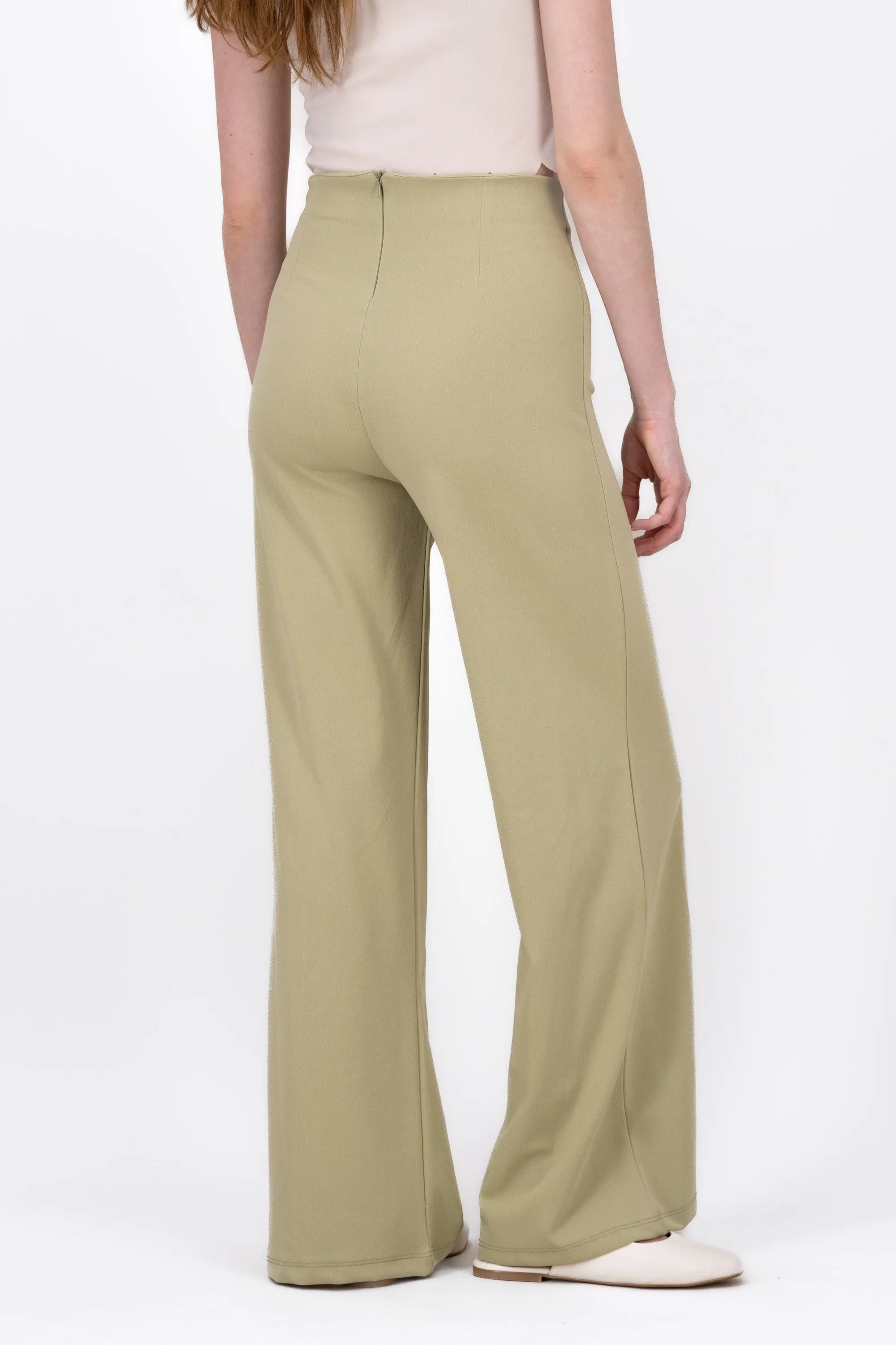 Pantalón Wide Leg Cintura Alta Costuras