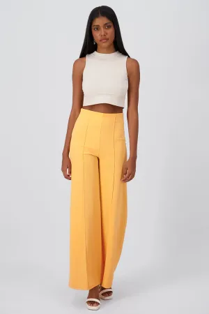 Pantalón Wide Leg Cintura Alta Costuras