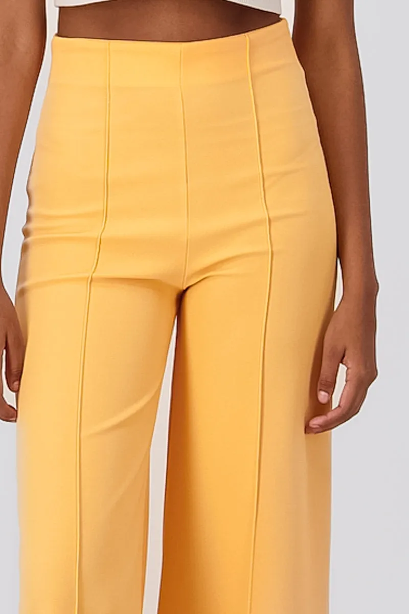 Pantalón Wide Leg Cintura Alta Costuras