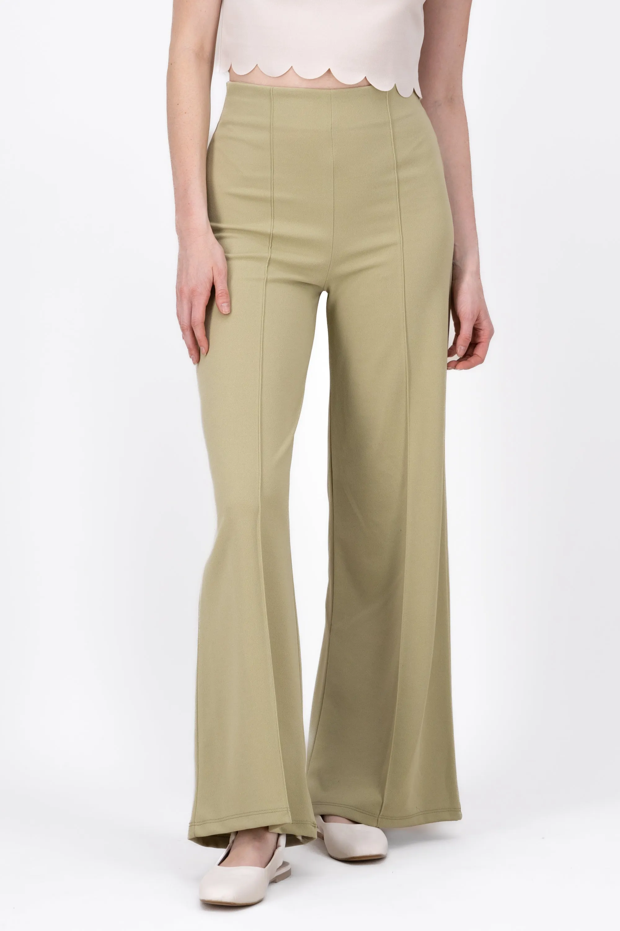 Pantalón Wide Leg Cintura Alta Costuras