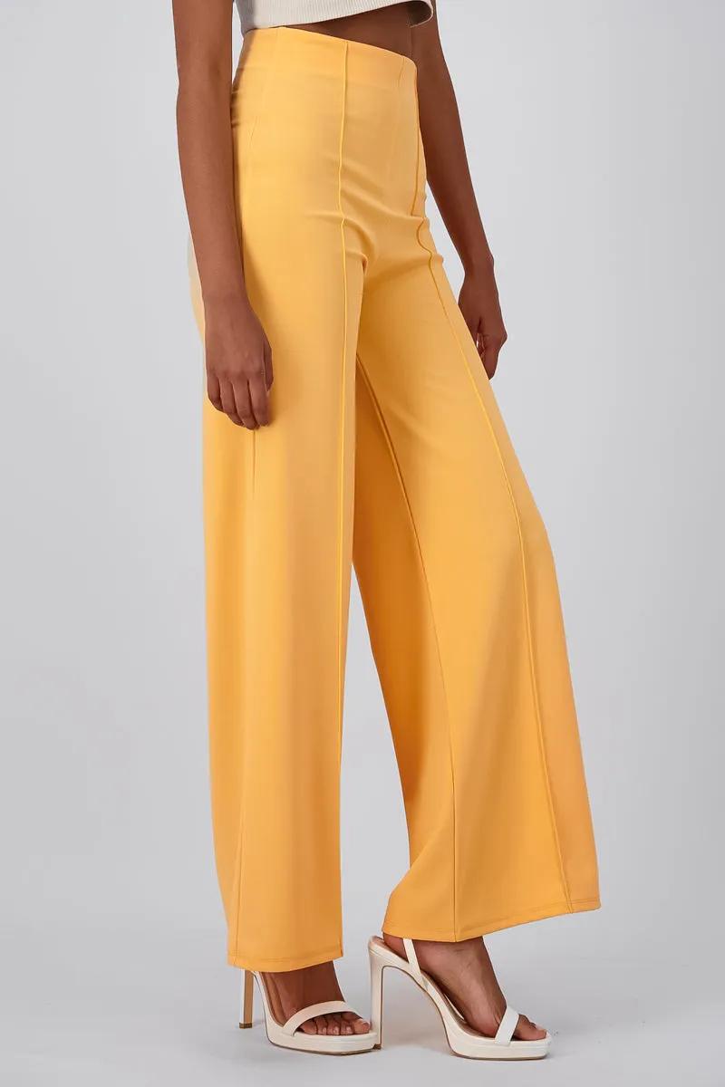 Pantalón Wide Leg Cintura Alta Costuras