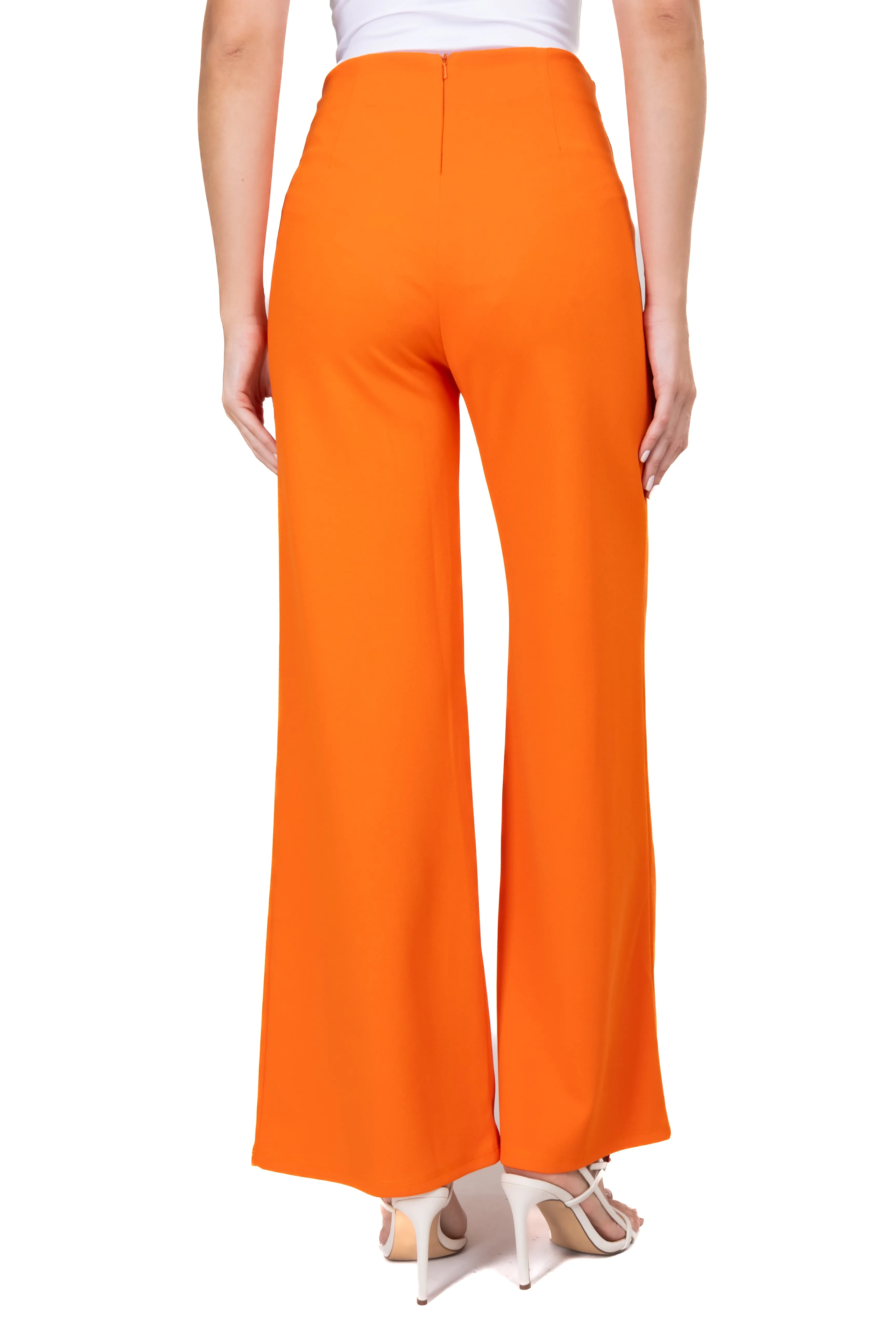 Pantalón Wide Leg Cintura Alta Costuras