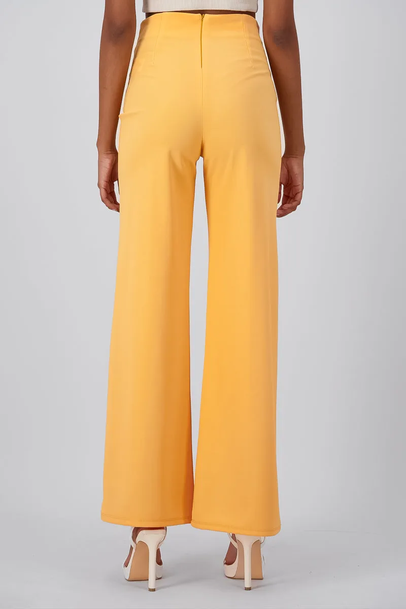 Pantalón Wide Leg Cintura Alta Costuras