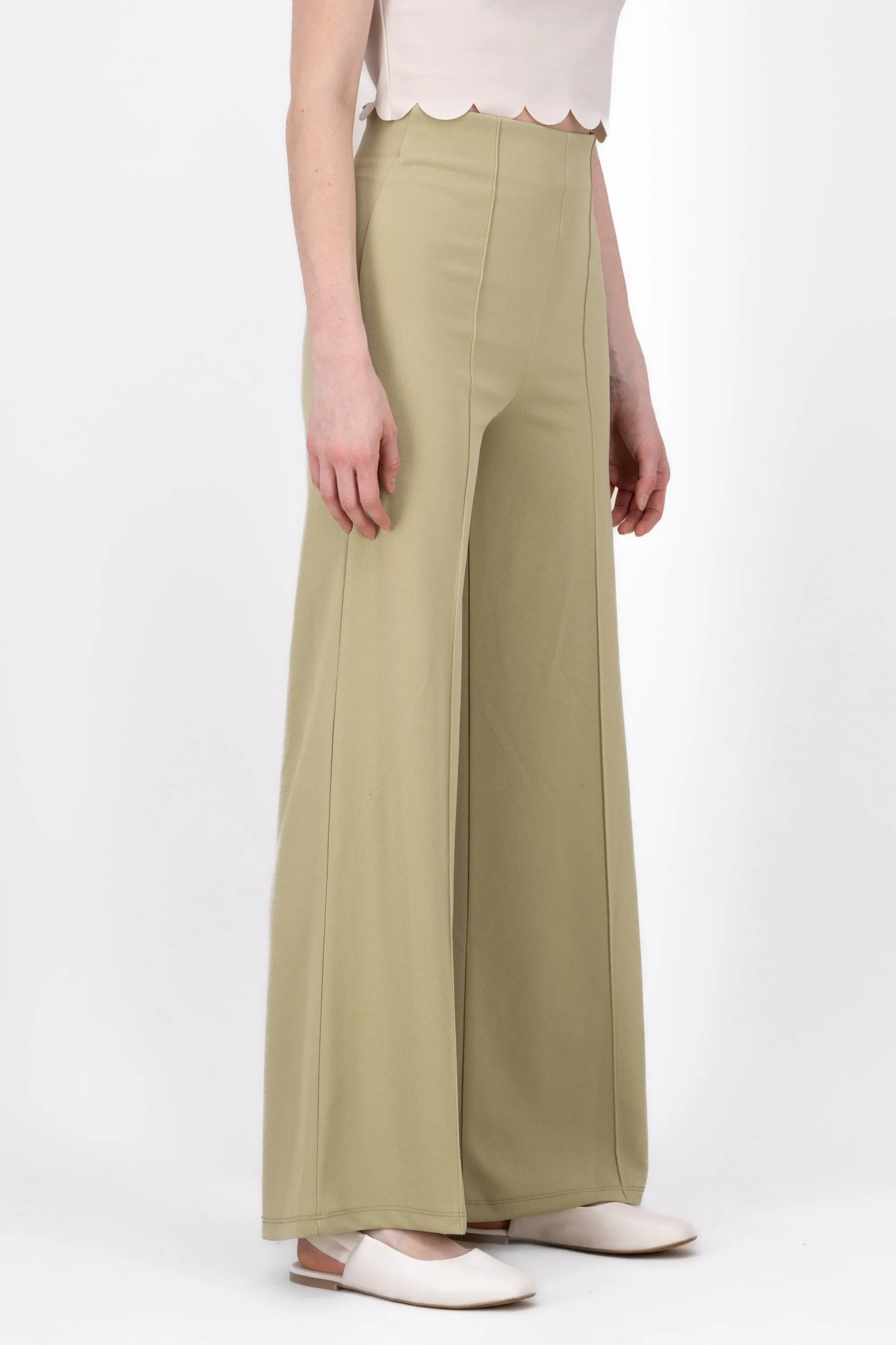 Pantalón Wide Leg Cintura Alta Costuras